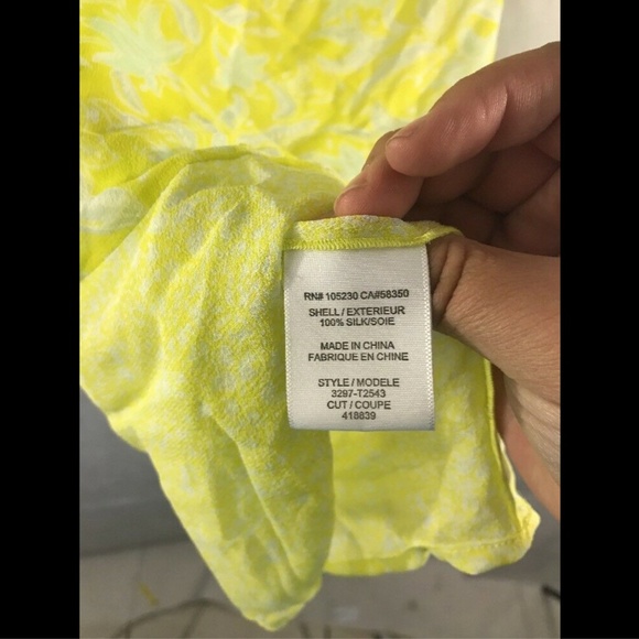 NWT $228 Joie‎ 'Anerae' Silk Top Yellow-Lime [SZ Medium ] - Picture 8 of 8